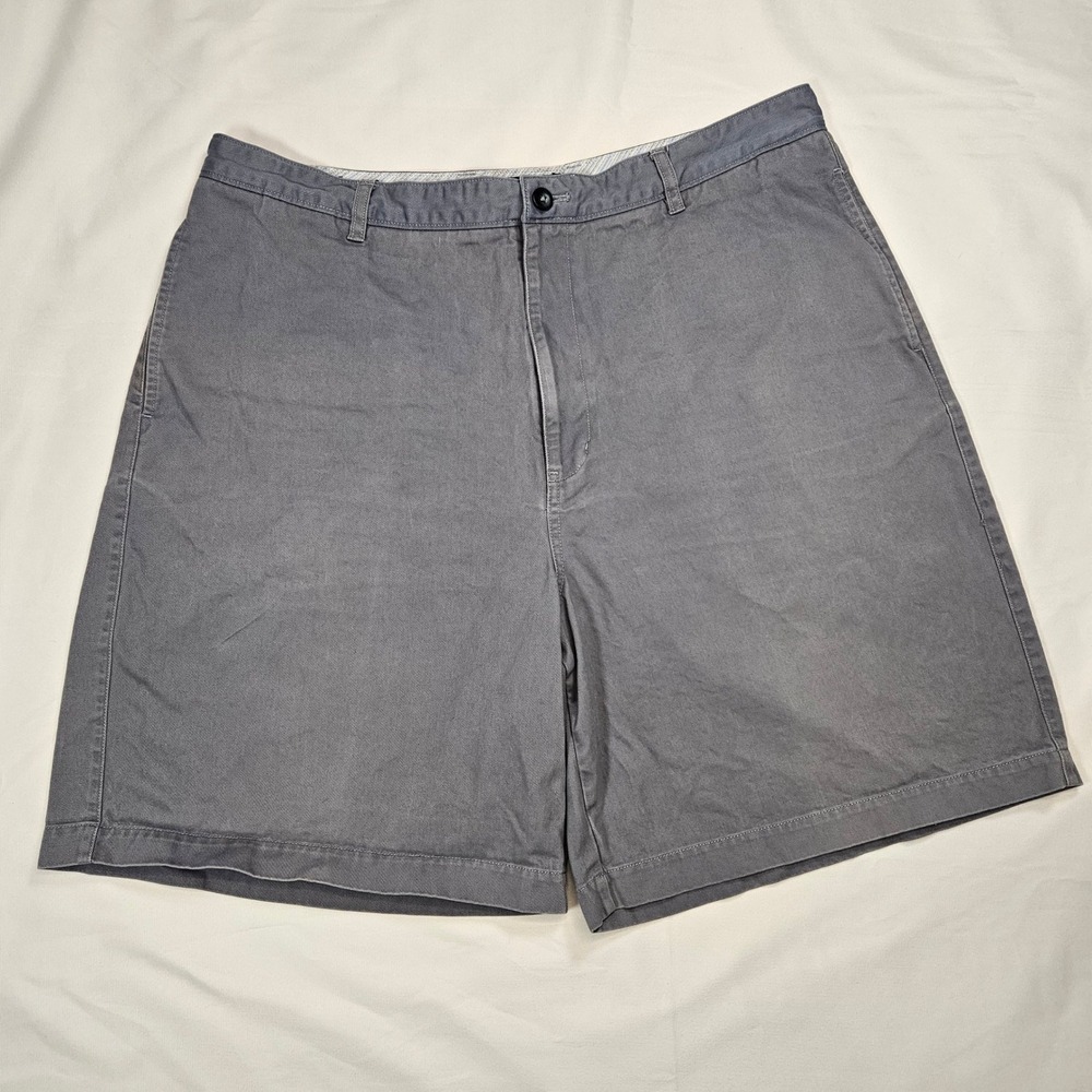 Chaps 38 Gray Flat Front Cotton Chino Shorts